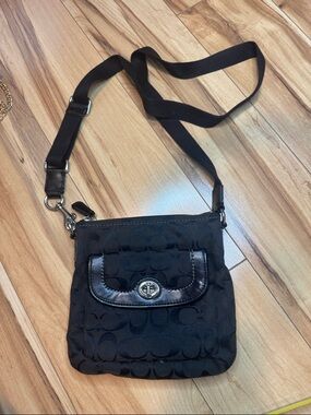 Coach Black Signature Crossbody with Turnlock Flap